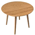 Minimalist Wooden Round Dining Table With Thin Legs And Natural Texture 3d model