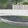 Garden Ornament Featuring Circular Platform Surrounded By Palm Trees And White Wall 3d model
