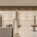 Modern Clothing Store Interior Design With Display Racks Comfortable Sofa And Decorative Plants