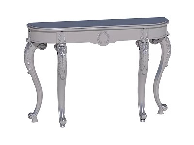 Elegant Silver Console Table With Intricate Carved Legs And Classical Design 3d model