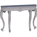 Elegant Silver Console Table With Intricate Carved Legs And Classical Design