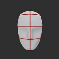 White Male Face Mask With Red Grid Lines And Facial Structure Design