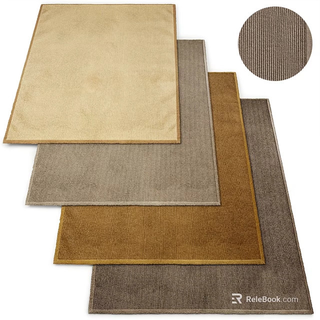 Stylish Square Rugs In Various Colors With Soft Texture For Home Decor 3d model