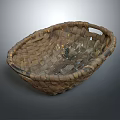 Handwoven Storage Basket With Oval Shape And Natural Material Handles