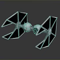 3D Rendered TIE Fighter Model With Black White Triangular Wings And Cockpit