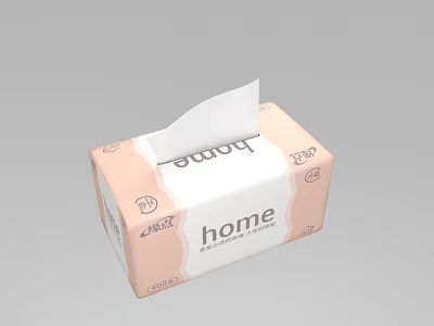 Home Themed Soft Pink Tissue Box With White Design For Daily Use 3d model