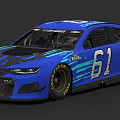 Blue Chevrolet Race Car With Number 61 And Goodyear Tires Design