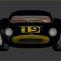 Blue Classic Racing Car With Yellow Number 19 And Streamlined Design