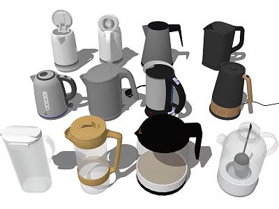 Diverse Household Electrical Appliances Featuring Kettles Coffee Makers And Water Jugs In Modern Styles 3d model