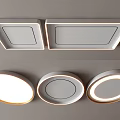 Modern Square And Round Ceiling Lights With White Frame And Lighting Design 3d model