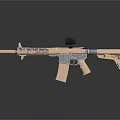 Tan Modern Tactical Rifle With Scope Ergonomic Grip And Multiple Components 3d model