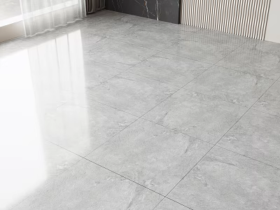 Gray Marble Pattern Floor Tiles In Bright Indoor Space With Natural Light 3d model