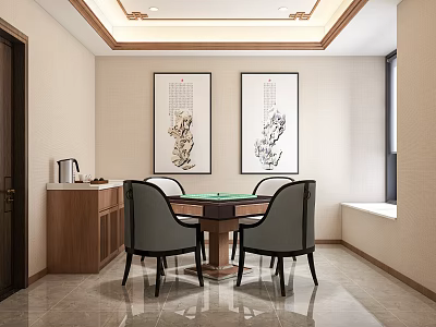 New Chinese Chess and Card Room Chess and Card Room Mahjong Room 3d model