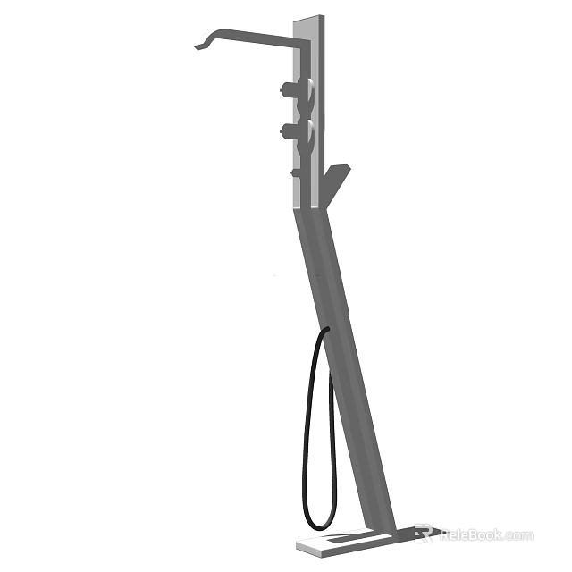 Sleek Gray Modern Kitchen Faucet With Flexible Hose And Simple Design 3d model 