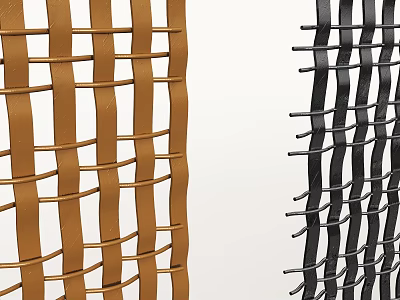 Wrought Iron Woven Decorative Panels Brown and Black Grid Pattern Design for Interior Decoration 3d model