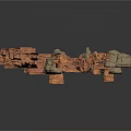 Irregular Natural Textured Red And Gray Rock Structures As Scene Components