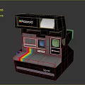 Polaroid Spirit Instant Camera With Vintage Gray Body And Rainbow Stripe Accent
