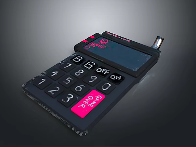 Black Electronic Calculator With Pink Accents Numeric Keypad Display Screen And ON OFF CLEAR Buttons 3d model