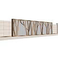 Outdoor Feature Wall Design With Wooden Slats Tree Patterns And Panels 3d model