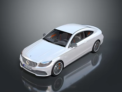 White Sports Coupe Car With Orange Interior Sleek Design And Shiny Wheels 3d model