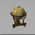 Vintage Globe Decorative Furniture With Wooden Stand And Ornate Base