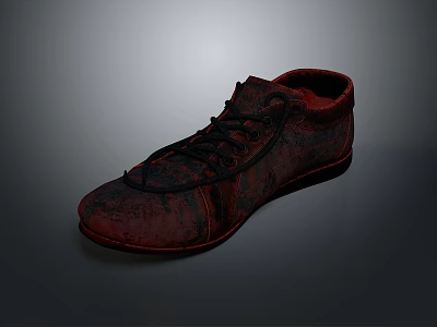 Red Casual Retro Style Sports Shoes With Black Laces Comfortable For Daily Wear 3d model