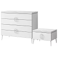 Modern Chest of Drawers and Storage Cabinets With Gold Handles and Geometric Patterns