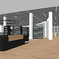 Modern Library Book Reading Area 3d model