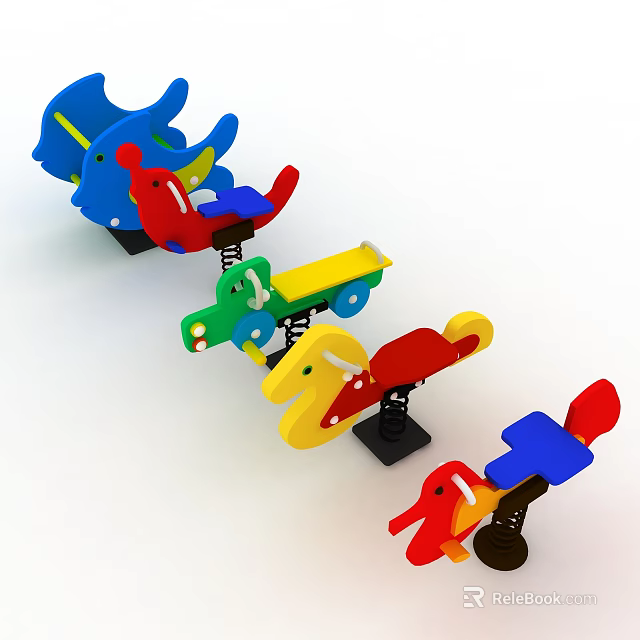 Colorful Building Blocks Animal Shaped Playground Toys With Spring Bases And Vibrant Designs 3d model 