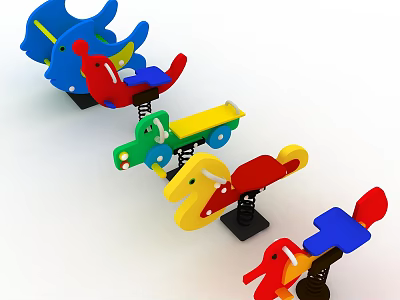 Colorful Building Blocks Animal Shaped Playground Toys With Spring Bases And Vibrant Designs 3d model