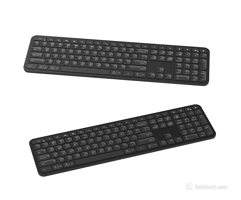 Two Black Slim Computer Keyboards With Numeric Keypad For Desktop Use 3d model