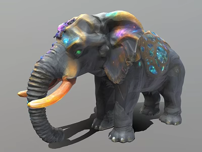 Colorful Reptile Statue With Sparkling Blue Purple Decorative Accents And Ornate Design 3d model