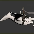 Fantasy Rider With Cloak Riding On White Bird 3D Model Design