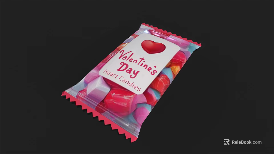 Colorful Wrapped Valentine's Day Heart Candies Perfect For Romantic Gifts And Celebrations 3d model 