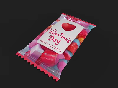 Colorful Wrapped Valentine's Day Heart Candies Perfect For Romantic Gifts And Celebrations 3d model