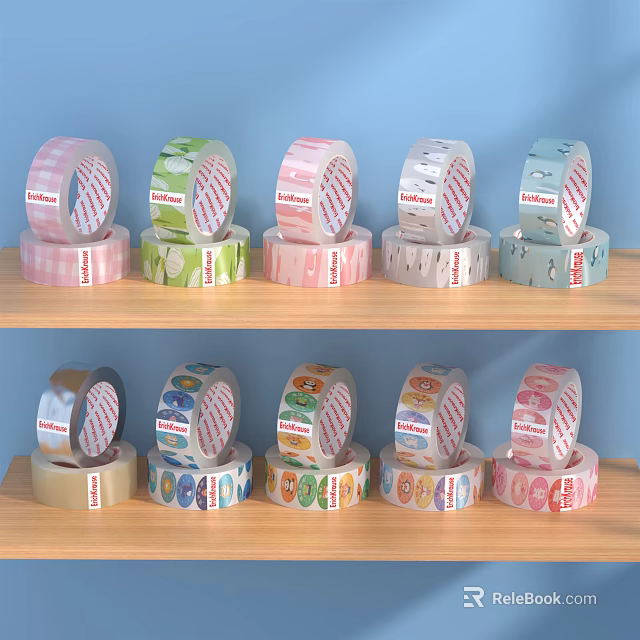 Assorted Colored Decorative Tape Rolls With Various Patterns For Household Supplies 3d model 