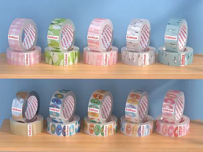 Assorted Colored Decorative Tape Rolls With Various Patterns For Household Supplies 3d model