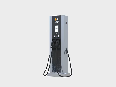 Electric Vehicle Charging Station With Digital Display And Charging Cables 3d model