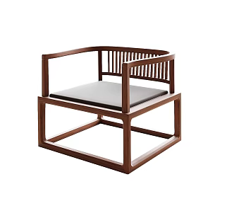 Chinese Style Single Chair Leisure Chair Dining Chair 3d model