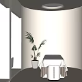 Modern SPA Sauna Interior With Massage Table Potted Plant Bathtub And Soft Lighting