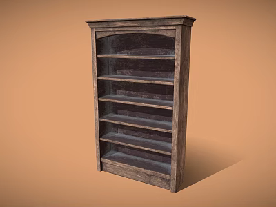 Vintage Wooden Bookcase With Multiple Distressed Shelves For Home Decor 3d model