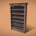 Vintage Wooden Bookcase With Multiple Distressed Shelves For Home Decor