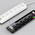 Modern Power Strip with White Exterior Multiple Outlets USB Ports and Black Internal Structure