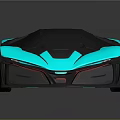Futuristic 3D Rendered Car With Sleek Aerodynamic Design And Blue Accents