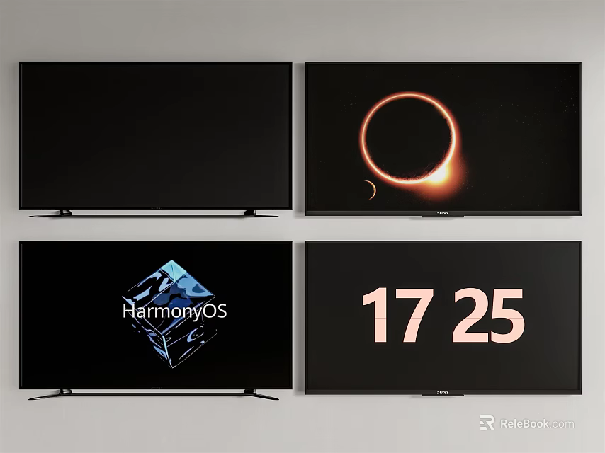 Modern Smart TV Displaying HarmonyOS Interface Time And Solar Eclipse 3d model 