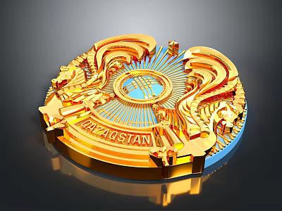 Trendy Apparel Featuring Golden Circular Badge With Intricate Patterns Architectural Designs And CHINA STATION Lettering 3d model