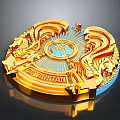 Trendy Apparel Featuring Golden Circular Badge With Intricate Patterns Architectural Designs And CHINA STATION Lettering