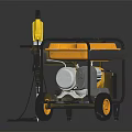 Yellow And Black Portable Power Tools With Jackhammer And Wheeled Generator
