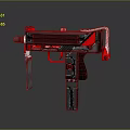 Modern Red and Black Pistol with Ergonomic Grip and Sleek Tactical Design