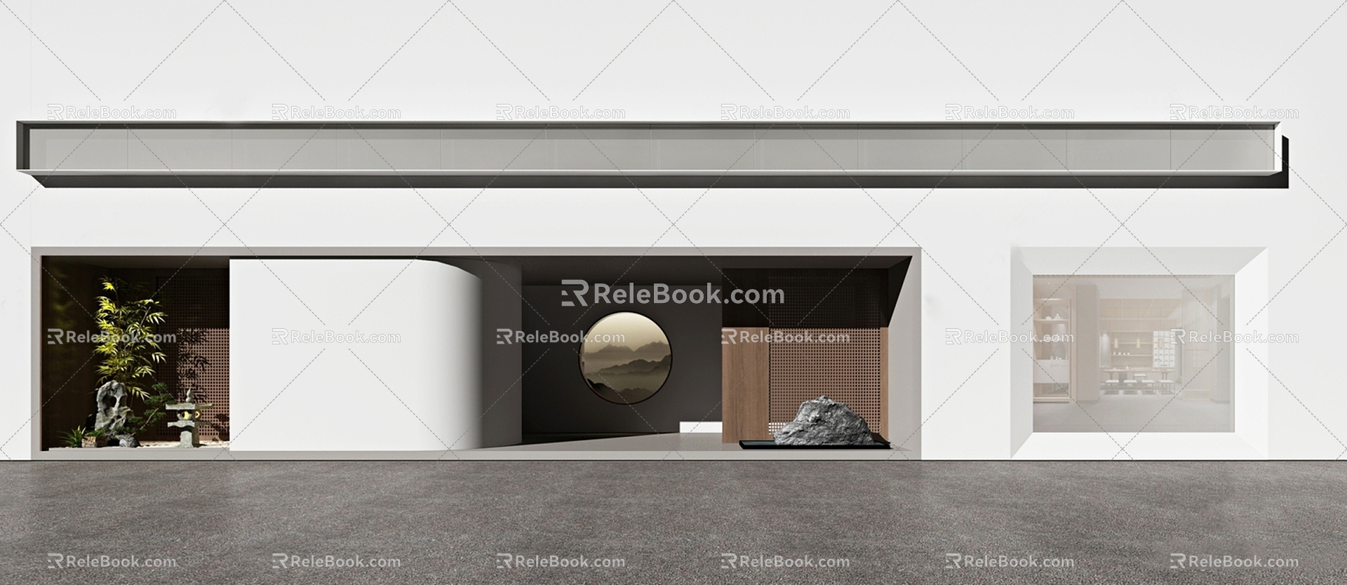 Modern door head facade 3d model